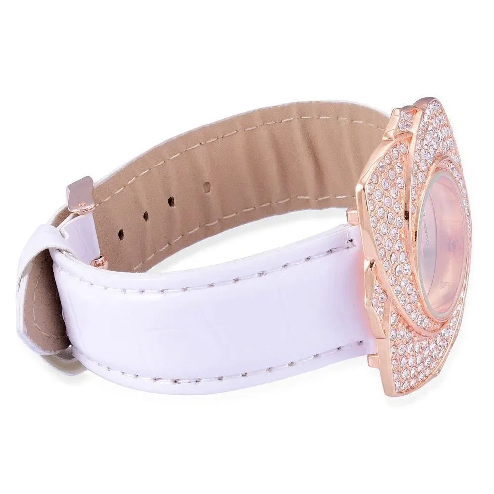 STRADA Austrian Crystal Watch White Band